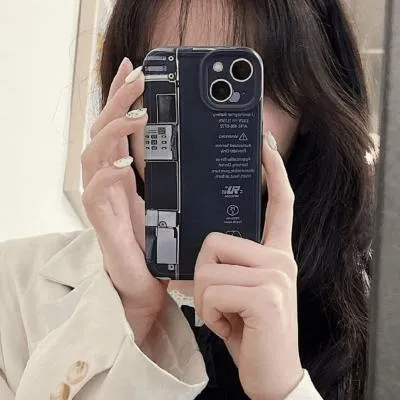 Чехол накладка для iphone 12 (6.1) силикон имитация акб и микросхем