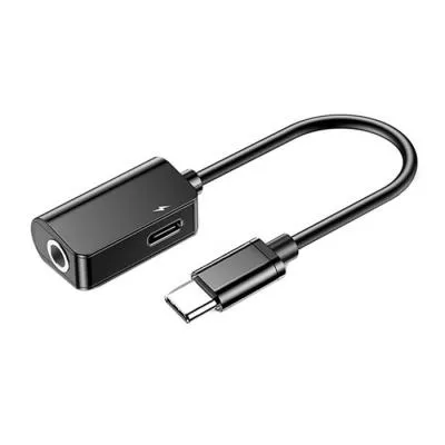 Аудио адаптер переходник для наушников с Type-C USB на Jack 3.5 и Type-C USB Baseus L40 черный