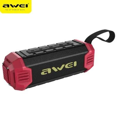 Колонка блютуз Awei Y280 влагозащищенная черная с красным 4000mAh