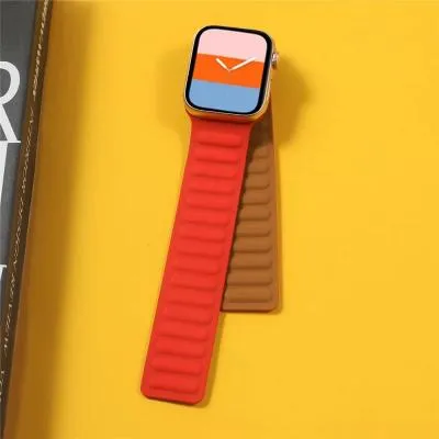 Ремешок для Apple Watch 38/40/41mm силикон рифленый магнитная застежка красный