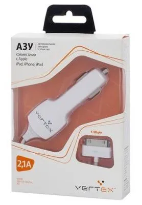 Автомобильное зарядное устройство Vertex Slim Line для iphone 3/4 2,1A  белый