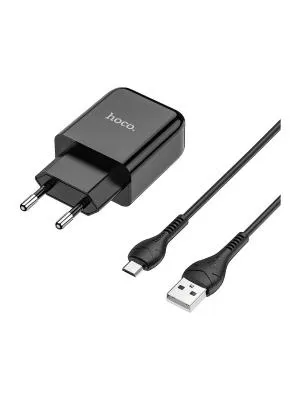 Сетевое зарядное устройство + кабель Micro USB HOCO N2 1USB 2.1A 1м черный
