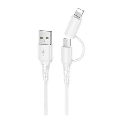 Кабель для зарядки 2 в 1 Lightning/Micro HOCO X54 2.4A белый