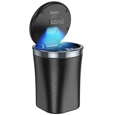 Пепельница автомобильная Hoco ZP10 Charm с крышкой и LED подсветкой черная Пепельница автомобильная Hoco ZP10 Charm с крышкой и LED подсветкой черная