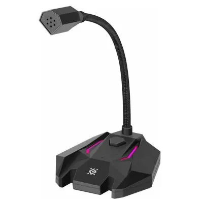 Микрофон компьютерный настольный Игровой стрим DEFENDER Tone GMC 100 3.5мм, LED, кабель 1,5 м 