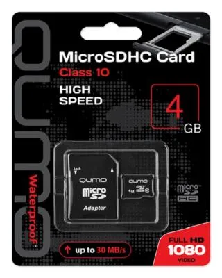 Карта памяти QUMO MicroSDHC Class 10 4Gb Карта памяти QUMO MicroSDHC Class 10 4Gb