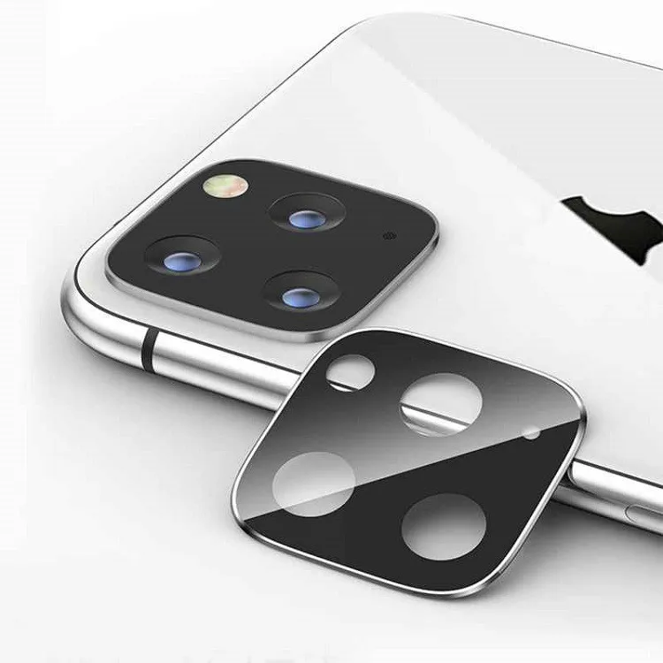 фото Защитное стекло на камеру для iphone 11 Pro/11 Pro Max HOCO A18 3D с металлической рамкой серебро