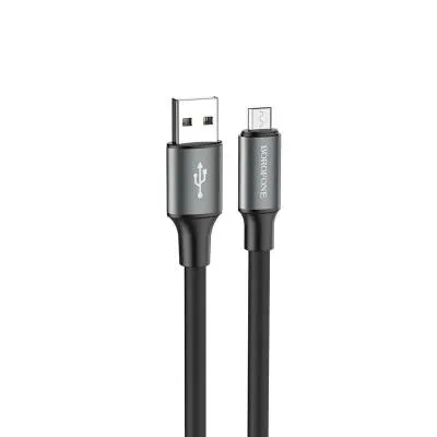 Кабель для зарядки Micro USB Borofone BX82 2.4A 1m прочный силиконовый черный
