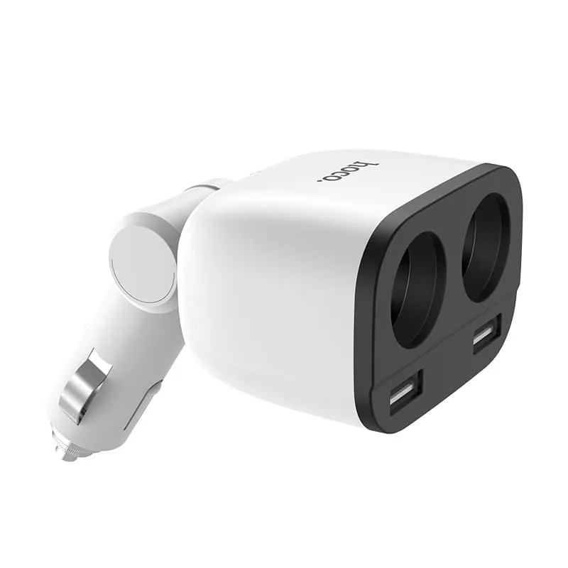 Изображение Разветвитель HOCO Z28 LED 2 прикуривателя + 2USB 3,1A белый с дисплеем сайта akstel.ru фото Разветвитель HOCO Z28 LED 2 прикуривателя + 2USB 3,1A белый с дисплеем