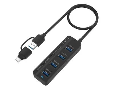 Разветвитель адаптер переходник концентратор Type-C/USB HUB Хаб Onten OTN-UCA2306 7в1 3USB-C+4USB черный 1м