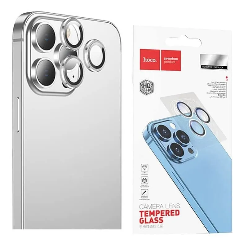 фото Защитное стекло на камеру для iphone 14 (6.1)/14 Plus (6.7) Hoco G13 3D прозрачное с черной окантовкой тех пак