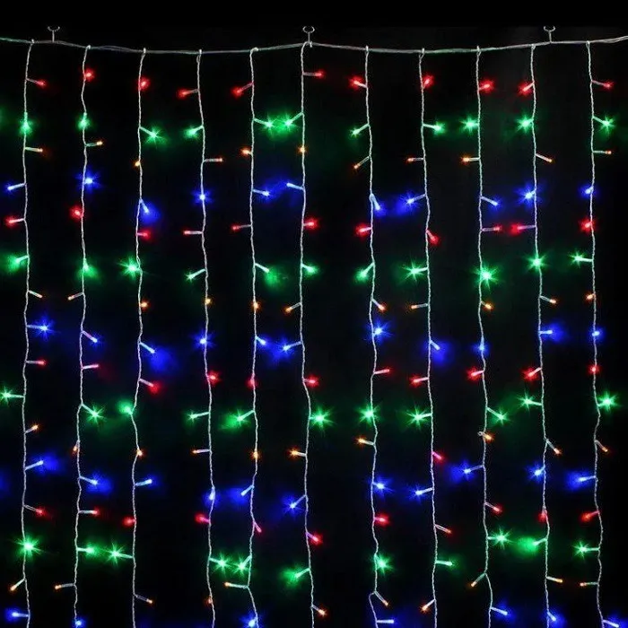 Гирлянда светодиодная штора Уличная 2x2 м провод белый 220V 8 режимов