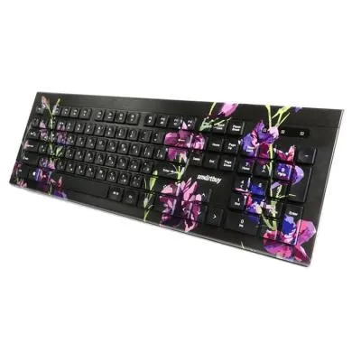 Клавиатура проводная Smartbuy 223 USB с принтом Flowers черная SBK-223U-F-FC Клавиатура проводная Smartbuy 223 USB с принтом Flowers черная SBK-223U-F-FC