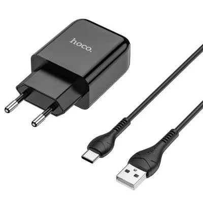 Сетевое зарядное устройство + кабель Type-C HOCO N2 1USB 2.1A черный