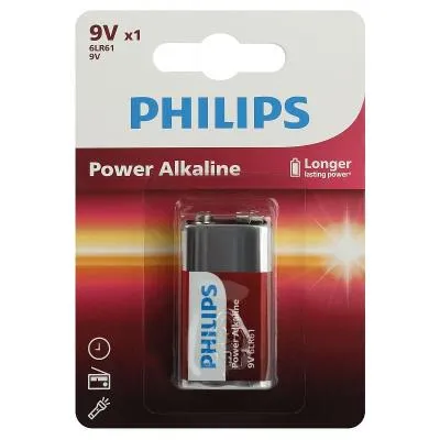 Батарейка Philips алкалиновая Крона 6LR61-1BL 9v Батарейка Philips алкалиновая Крона 6LR61-1BL 9v