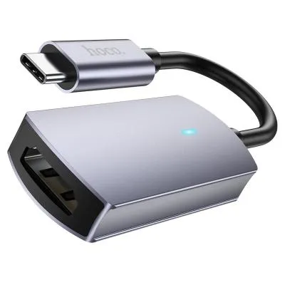 Адаптер переходник конвертер с Type-C USB на HDTV 4K Hoco UA20 серый металл Адаптер переходник конвертер с Type-C USB на HDTV 4K Hoco UA20 серый металл