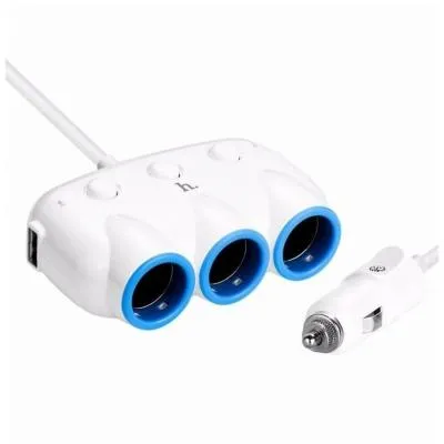 Разветвитель HOCO C1 3 прикуривателя + 2USB 3,1A