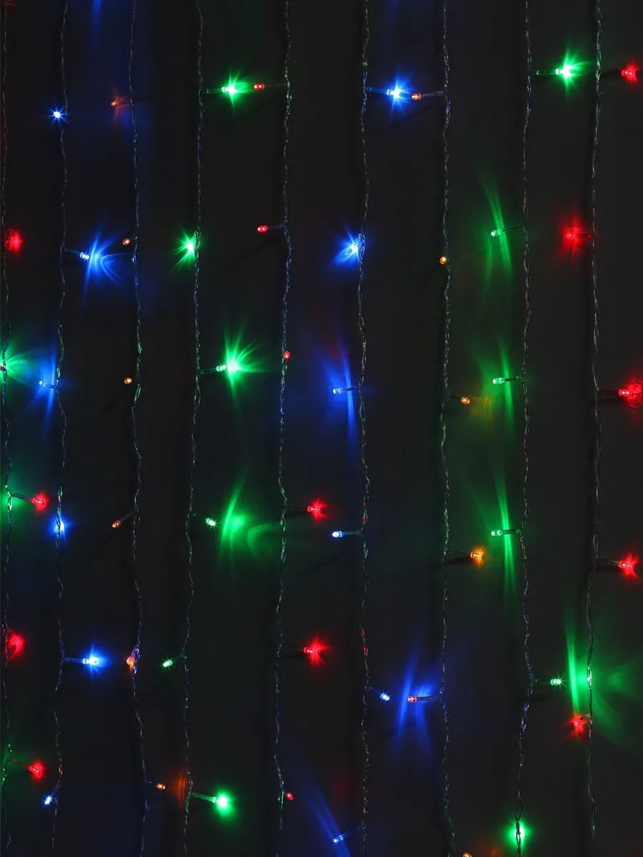 Гирлянда светодиодная штора 1,8х1,5 м провод прозрачный LED-156 220V мультиколор 8 режи Эра ENIZ-01M