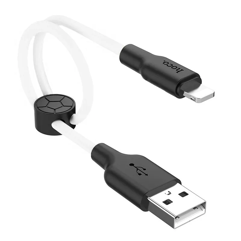Кабель для зарядки iphone Lightning HOCO X21 Plus 2.4A 25см силиконовый черно-белый Кабель для зарядки iphone Lightning HOCO X21 Plus 2.4A 25см силиконовый черно-белый