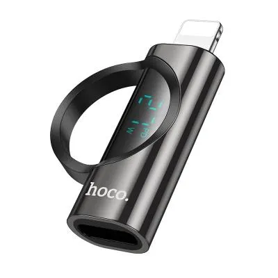 Адаптер переходник с дисплеем с Lightning на Type-C USB HOCO UA32B 27W черный