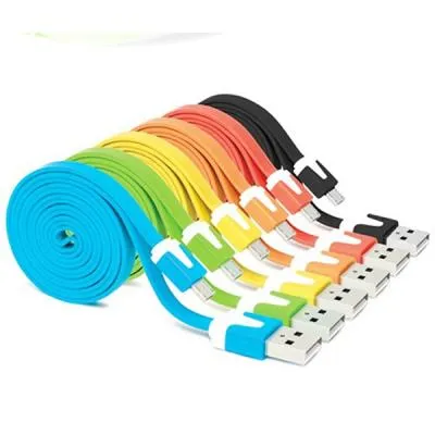 Кабель для зарядки Micro USB плоский силикон желтый в блистере