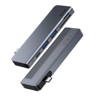 Разветвитель адаптер переходник концентратор Type-C HUB Хаб Baseus CAHUB-K0G док станция 5в1 серый