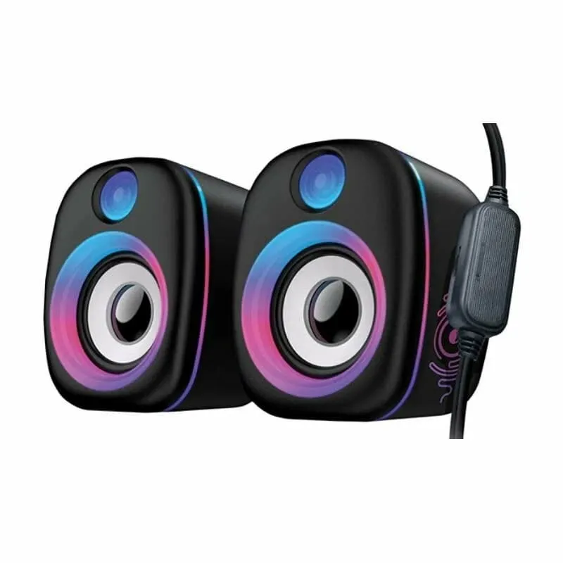 Акустическая система 2,0 Qumo Pearl AS010,6ВТ, RGB подсветка USB+3.5 jack, объемное звучание Акустическая система 2,0 Qumo Pearl AS010,6ВТ, RGB подсветка USB+3.5 jack, объемное звучание