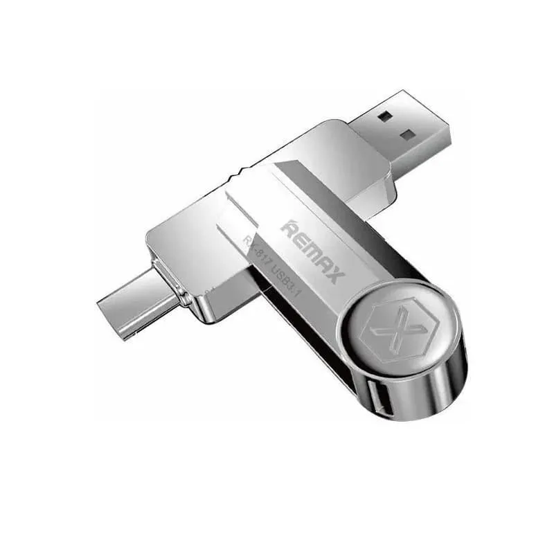 Изображение Флеш-накопитель Remax RX-817 2в1 Type-C USB 3.1 256Gb серебро Изображение Флеш-накопитель Remax RX-817 2в1 Type-C USB 3.1 256Gb серебро