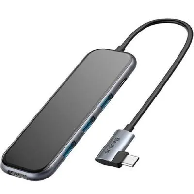 Разветвитель адаптер переходник концентратор Type-C HUB Хаб Baseus CAHUB-EZ0G док станция 5в1 серый