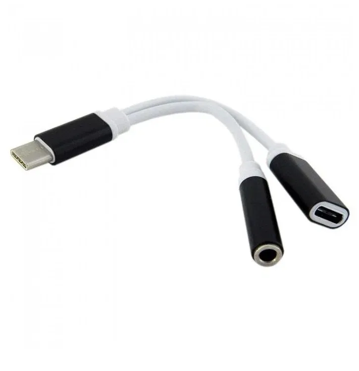 Аудио адаптер переходник для наушников с Type-C USB на Jack 3.5 и Type-C USB X-Hanz HD-AT902 черный