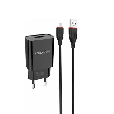 Сетевое зарядное устройство + кабель Micro USB Borofone BA20A 1USB 2.1A черный