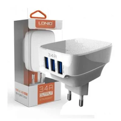 Сетевое зарядное устройство + кабель Micro USB LDNIO DL-AC65 3USB 3,4A белый 