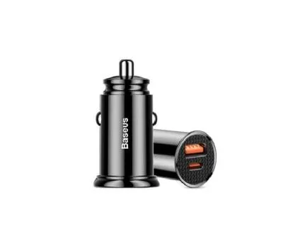 Автомобильное зарядное устройство Baseus Circular Plastic PD3.0 30W+QC3.0 QC4.0 SCP / Type-C USB-C+USB черное CCALL-YS01