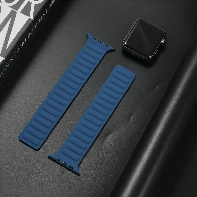 Ремешок для Apple Watch 42/44/45/49mm силикон рифленый магнитная застежка синий Ремешок для Apple Watch 42/44/45/49mm силикон рифленый магнитная застежка синий