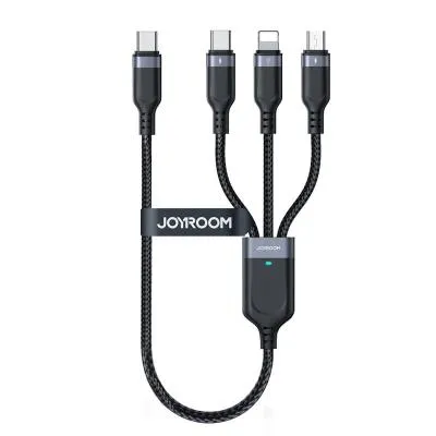 Кабель для зарядки 3 в 1 Type-C to Lightning/Micro/Type-C Joyroom S-A18 3.5А 0.3м черный