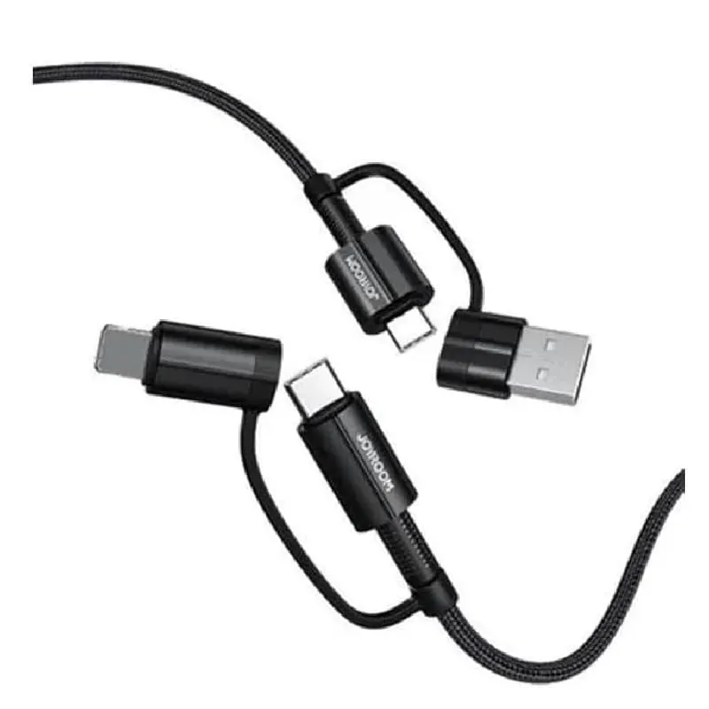 Кабель для зарядки 4 в 1 USB / Type-C to Lightning 20W / Type-C to Type-C 60W Joyroom S-1830G3 1.8м черный Кабель для зарядки 4 в 1 USB / Type-C to Lightning 20W / Type-C to Type-C 60W Joyroom S-1830G3 1.8м черный