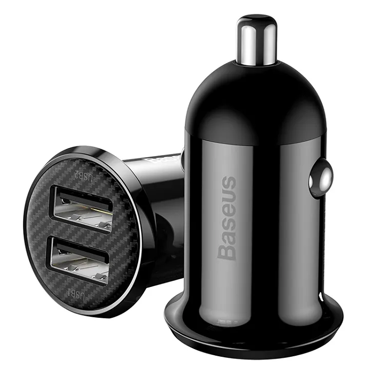 Изображение Автомобильное зарядное устройство Baseus Grain Pro 2USB 4.8A черное CCALLP-01 фото Автомобильное зарядное устройство Baseus Grain Pro 2USB 4.8A черное CCALLP-01