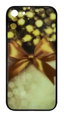 Чехол накладка для iphone 7/8/SE (4.7) Новогодняя силикон+пластик золотой бант
