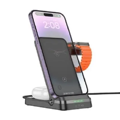 Беспроводное зарядное устройство 3 в 1 Borofone BQ33 15W складное черное