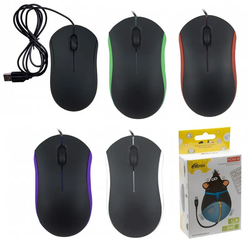 Мышь проводная Ritmix ROM-111 черно-зеленая