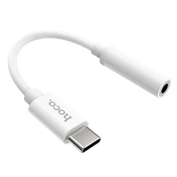 Аудио адаптер переходник для наушников с Type-C USB-C на Jack 3.5 Hoco LS30 белый