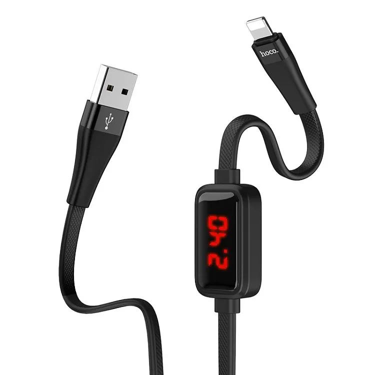 Кабель для зарядки iphone Lightning HOCO S4 2.4A с дисплеем черный Кабель для зарядки iphone Lightning HOCO S4 2.4A с дисплеем черный