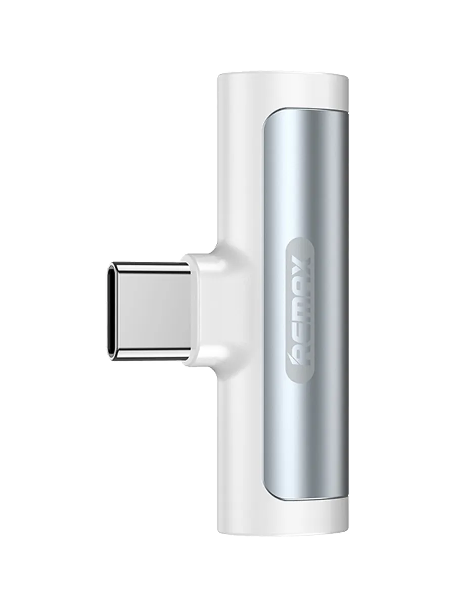 Аудио адаптер переходник для наушников с Type-C USB на Jack 3.5 и Type-C USB Remax RL-LA03a белый