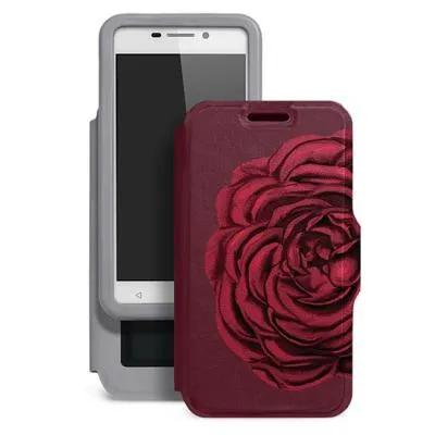 Универсальный чехол-книжка Gresso Калейдоскоп роза гор. с силикон. шеллом (размер 4,9-5,2) бордо