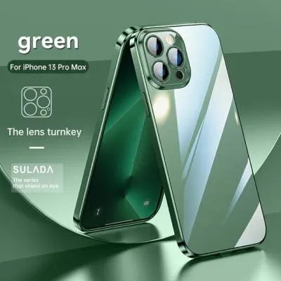 Чехол накладка для iphone 13 Pro (6.1) SULADA That Shield An Eye силикон+пластик прозрачная матовая, зеленый бампер, защита линз