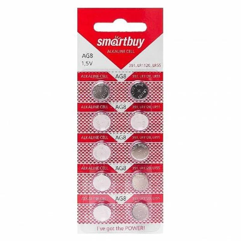 Батарейка Smartbuy алкалиновая AG8-10B (SBBB-AG8-10B) (391,LR1120,LR55) часовая Батарейка Smartbuy алкалиновая AG8-10B (SBBB-AG8-10B) (391,LR1120,LR55) часовая