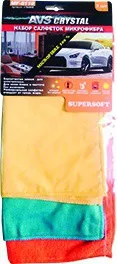 фото Набор салфеток от пыли, для стекол, полировки AVS MF-6118 3шт разные 30х35, 30х30, 30х25см