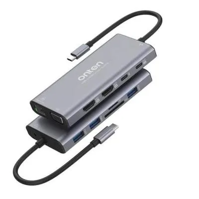 Разветвитель адаптер переходник концентратор Type-C HUB Хаб Onten OTN-UC601 док станция 12в1 серый
