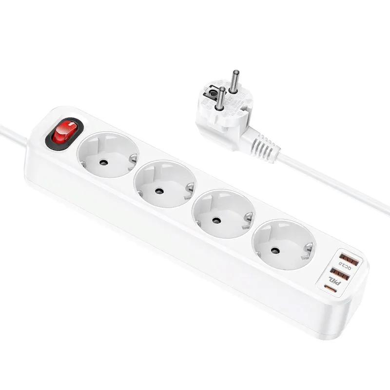 Сетевой фильтр HOCO NS1 4 гнезда + 2USB QC3.0 + PD 20W Type-C USB-C 1.8м белый Сетевой фильтр HOCO NS1 4 гнезда + 2USB QC3.0 + PD 20W Type-C USB-C 1.8м белый