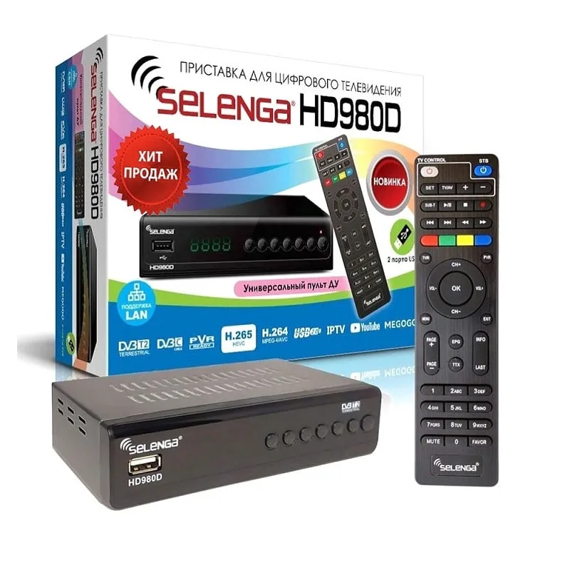 Цифровая приставка Selenga HD980D DVB-T2,DVB-C,Wi-Fi,LAN Цифровая приставка Selenga HD980D DVB-T2,DVB-C,Wi-Fi,LAN